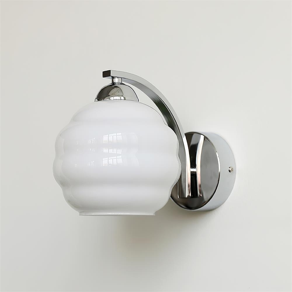 Art Deco Vintage Wall Lamp — White Glass Wall Sconce for Bedroom & Hallway