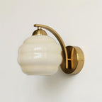 Art Deco Vintage Wall Lamp — White Glass Wall Sconce for Bedroom & Hallway
