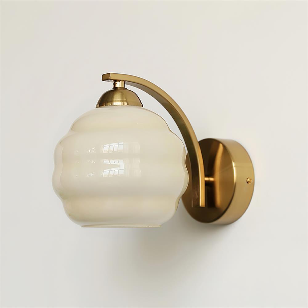 Art Deco Vintage Wall Lamp — White Glass Wall Sconce for Bedroom & Hallway