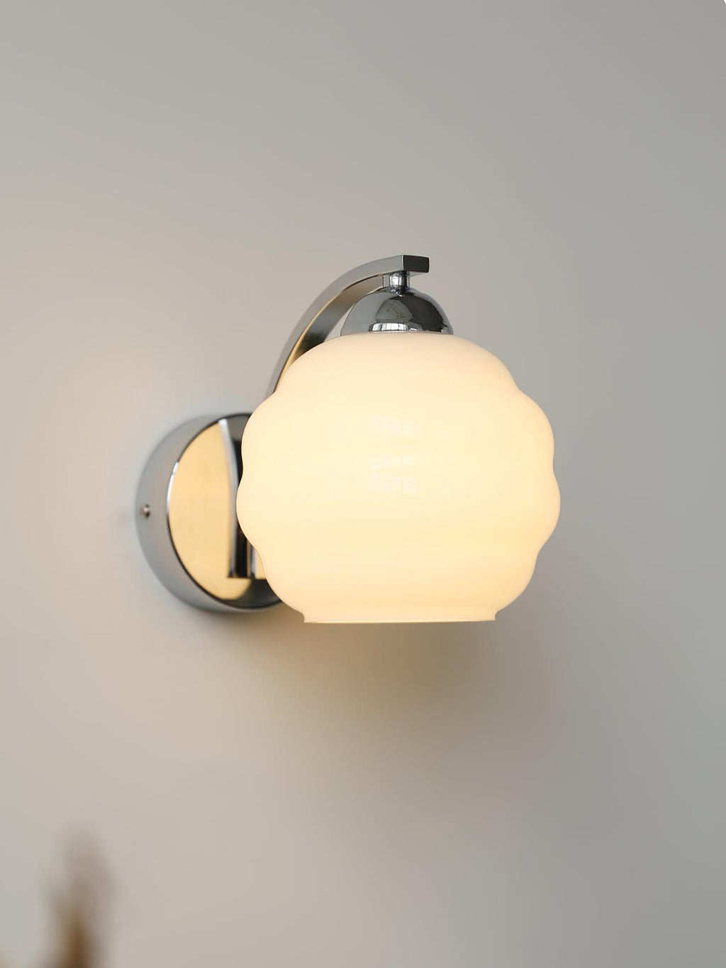 Art Deco Vintage Wall Lamp — White Glass Wall Sconce for Bedroom & Hallway