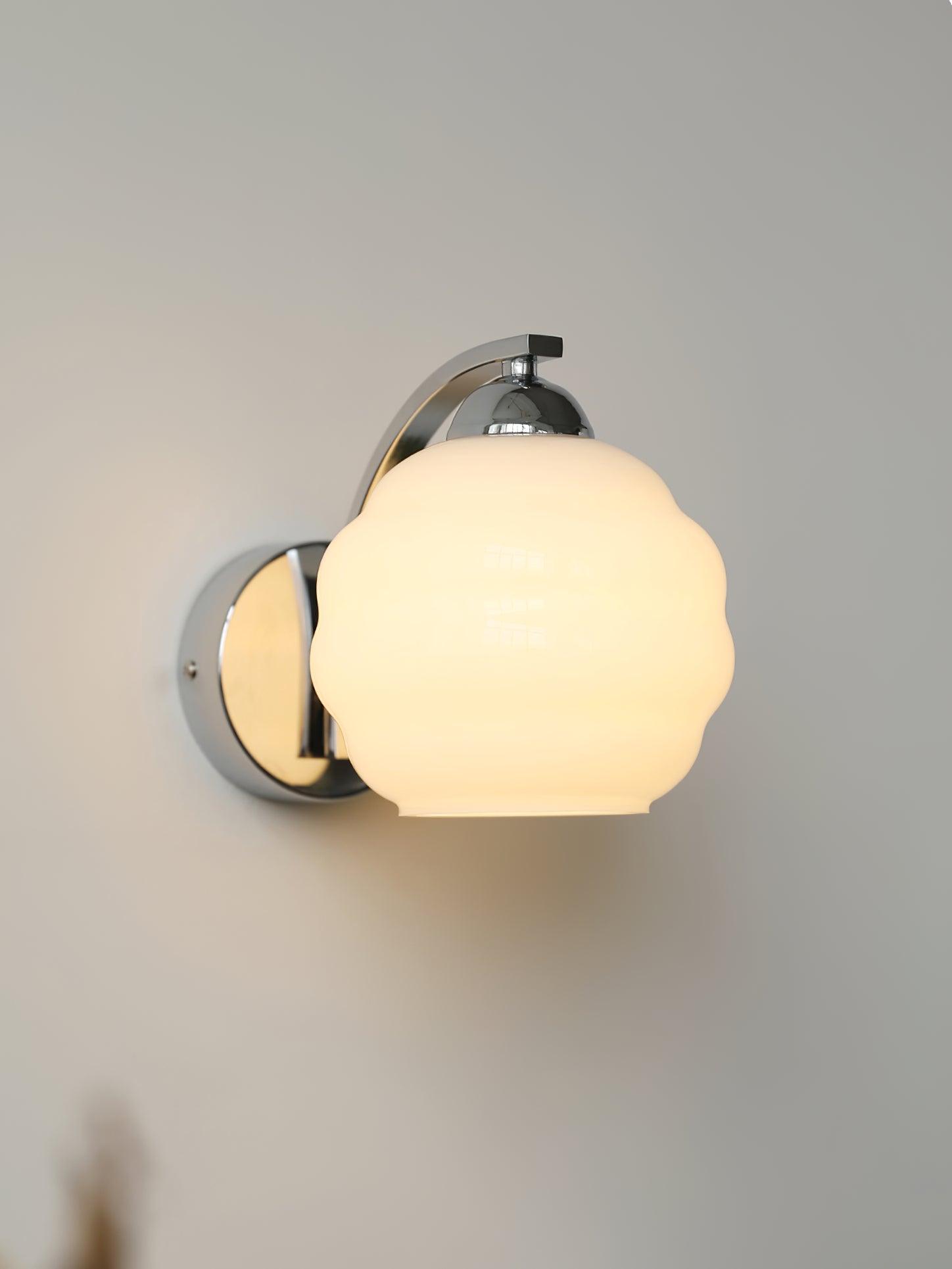 Art Deco Vintage Wall Lamp — White Glass Wall Sconce for Bedroom & Hallway
