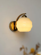 Art Deco Vintage Wall Lamp — White Glass Wall Sconce for Bedroom & Hallway