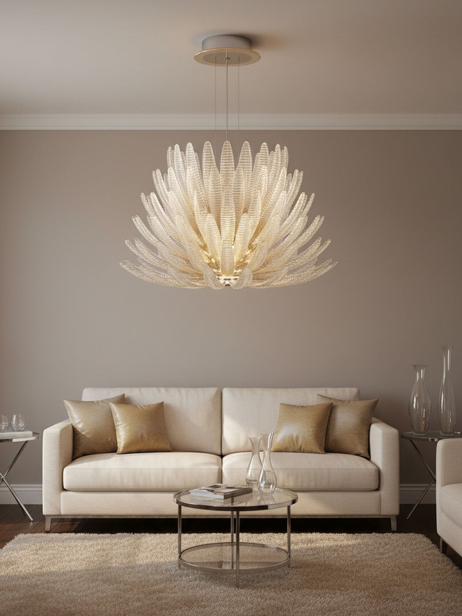Aurelia Glass Petal Chandelier — Floral Glass Ceiling Light for Dining Room