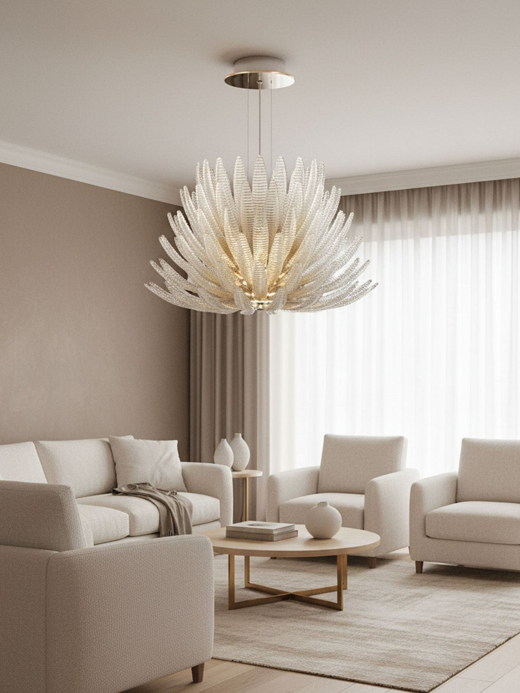 Aurelia Glass Petal Chandelier — Floral Glass Ceiling Light for Dining Room