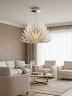 Aurelia Glass Petal Chandelier — Floral Glass Ceiling Light for Dining Room