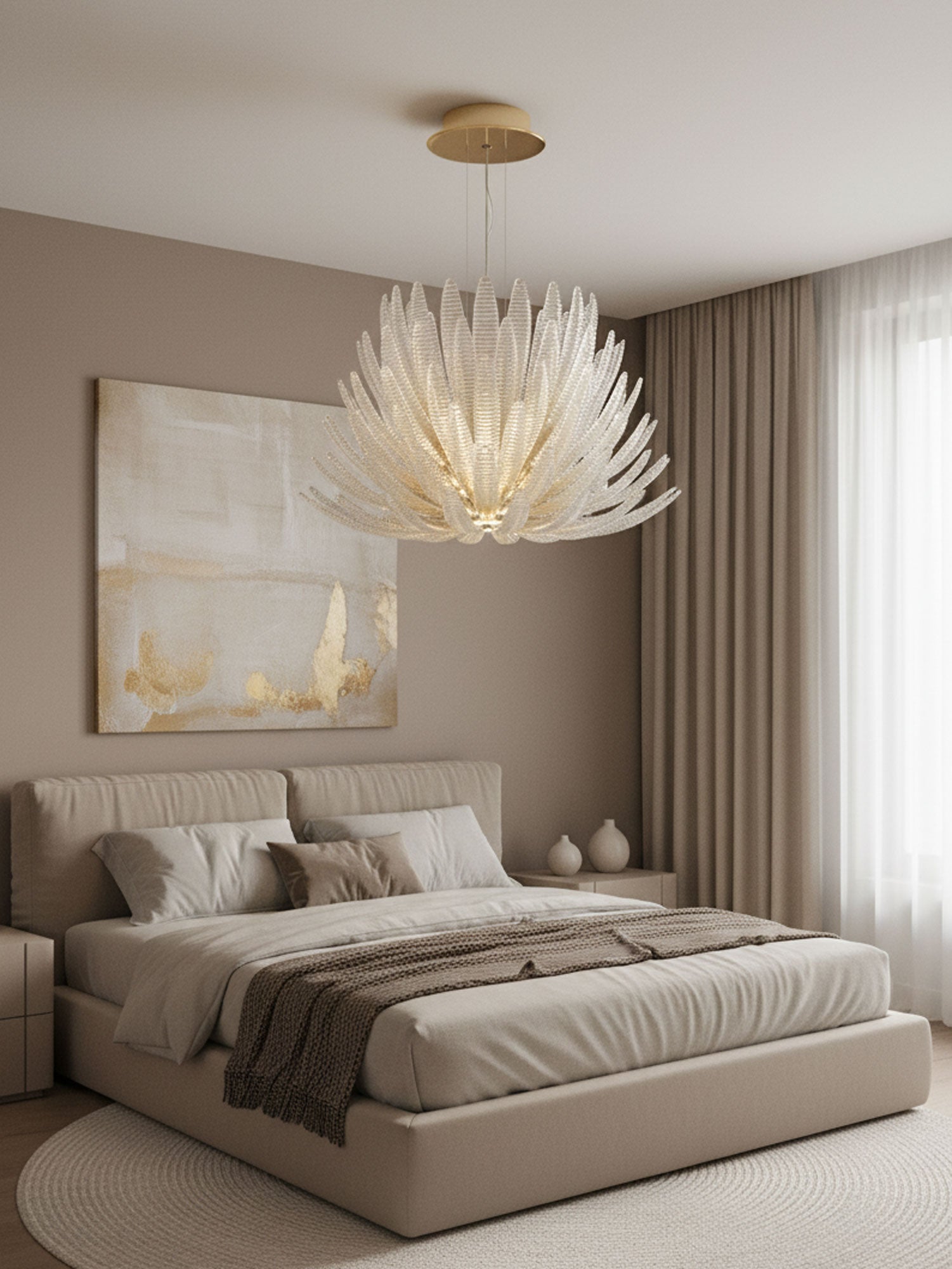 Aurelia Glass Petal Chandelier — Floral Glass Ceiling Light for Dining Room