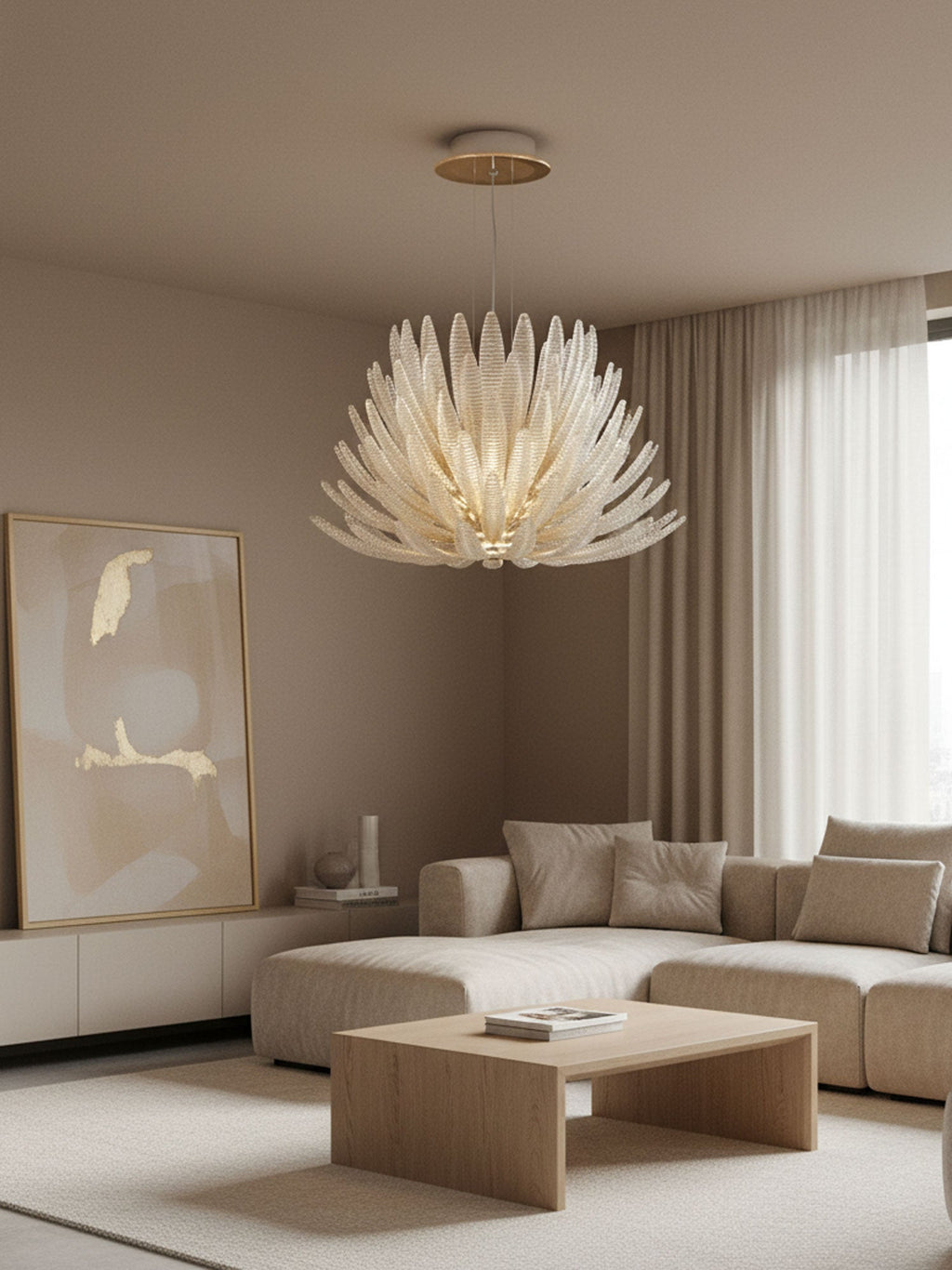 Aurelia Glass Petal Chandelier — Floral Glass Ceiling Light for Dining Room