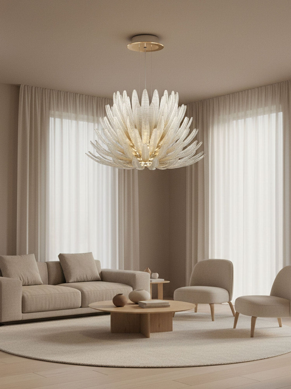 Aurelia Glass Petal Chandelier — Floral Glass Ceiling Light for Dining Room