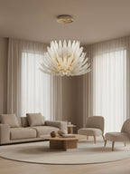 Aurelia Glass Petal Chandelier — Floral Glass Ceiling Light for Dining Room
