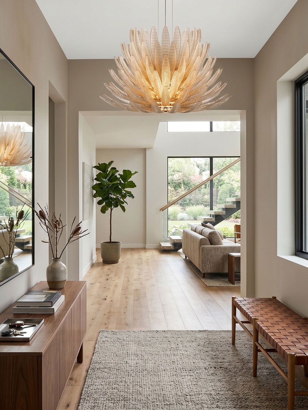 Aurelia Glass Petal Chandelier — Floral Glass Ceiling Light for Dining Room