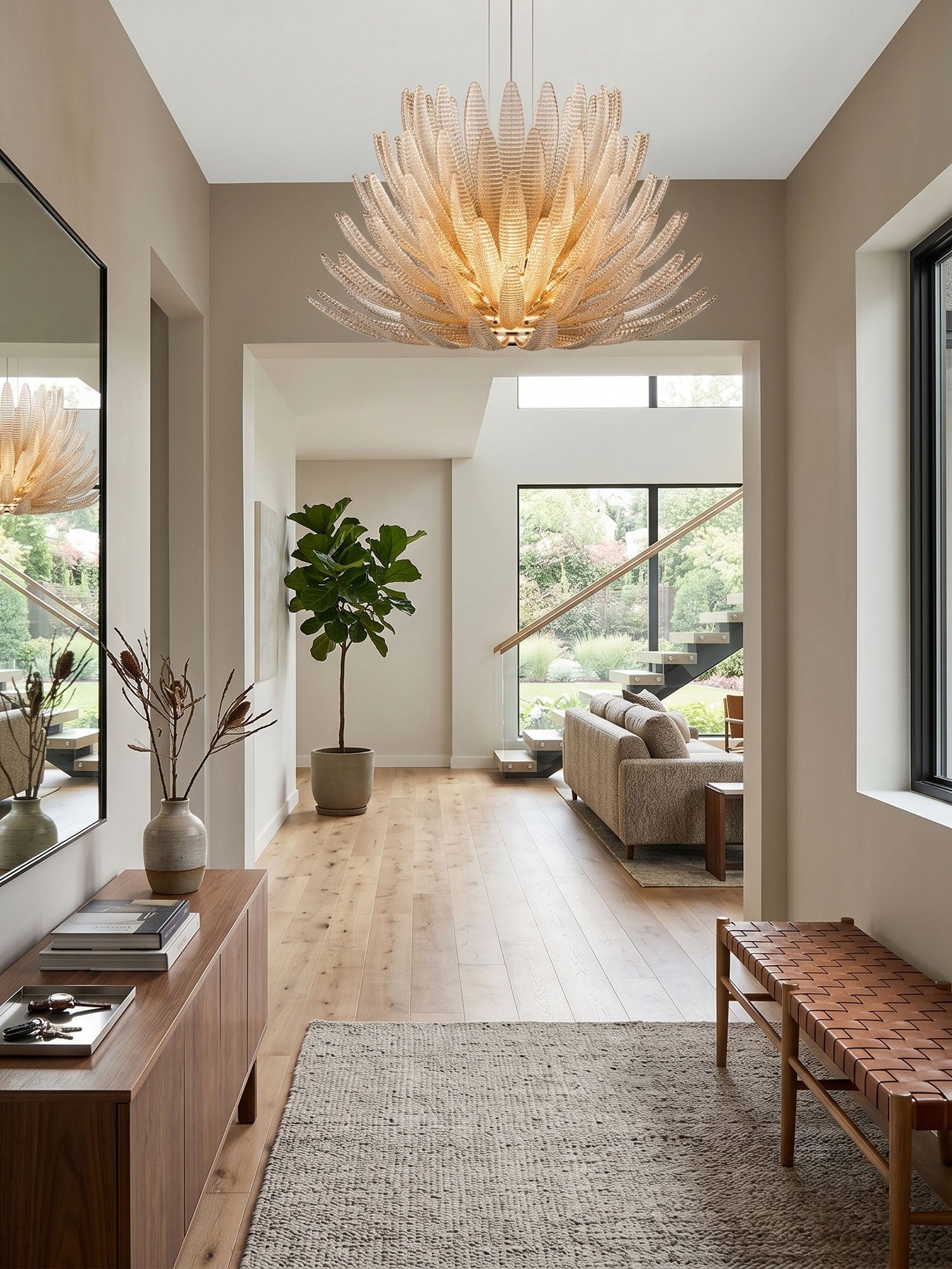 Aurelia Glass Petal Chandelier — Floral Glass Ceiling Light for Dining Room
