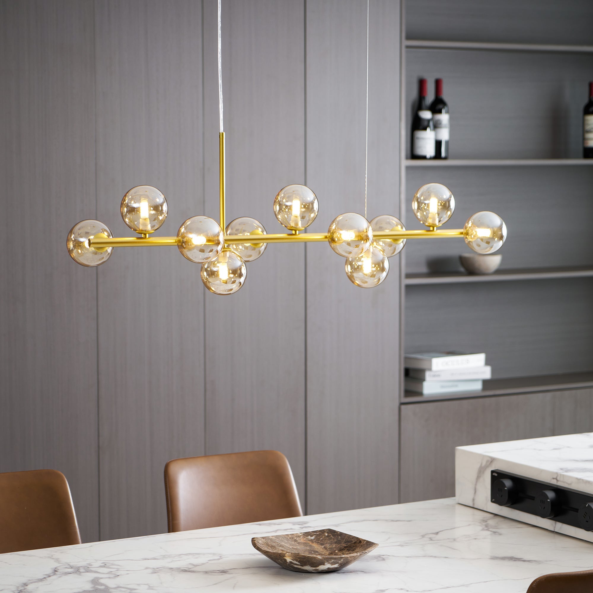 Aurelia Globe Chandelier — Glass Globe Cluster Ceiling Light for Dining Room