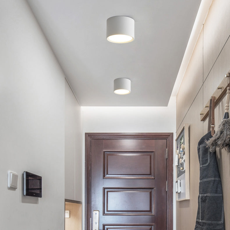 Cylinder Flush Mount Ceiling Light Aluminum LED Fixture for Hallway