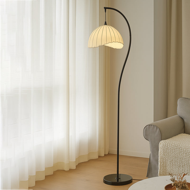 Vintage Fabric Shade Floor Lamp for Living Room