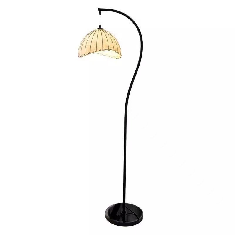 Vintage Fabric Shade Floor Lamp for Living Room
