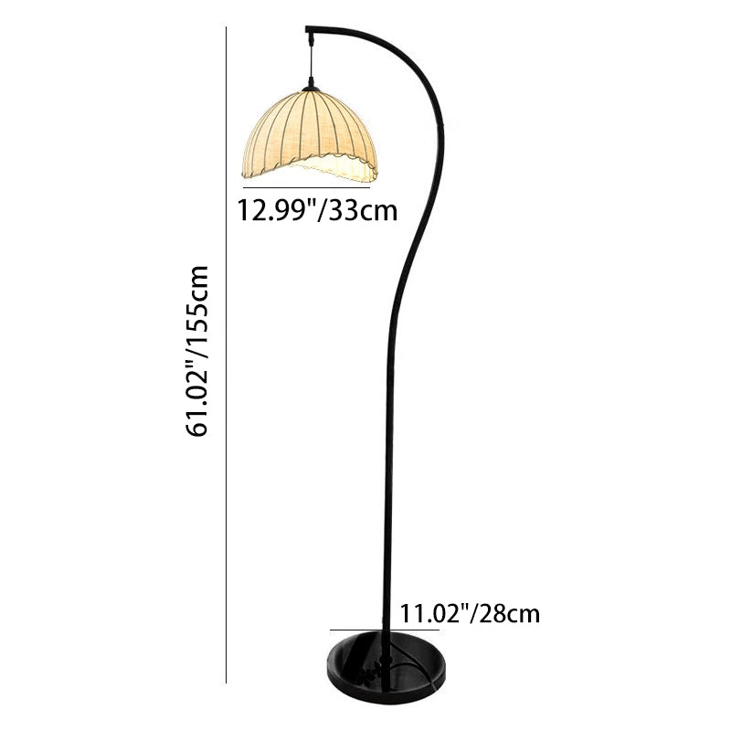 Vintage Fabric Shade Floor Lamp for Living Room