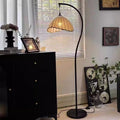 Vintage Fabric Shade Floor Lamp for Living Room