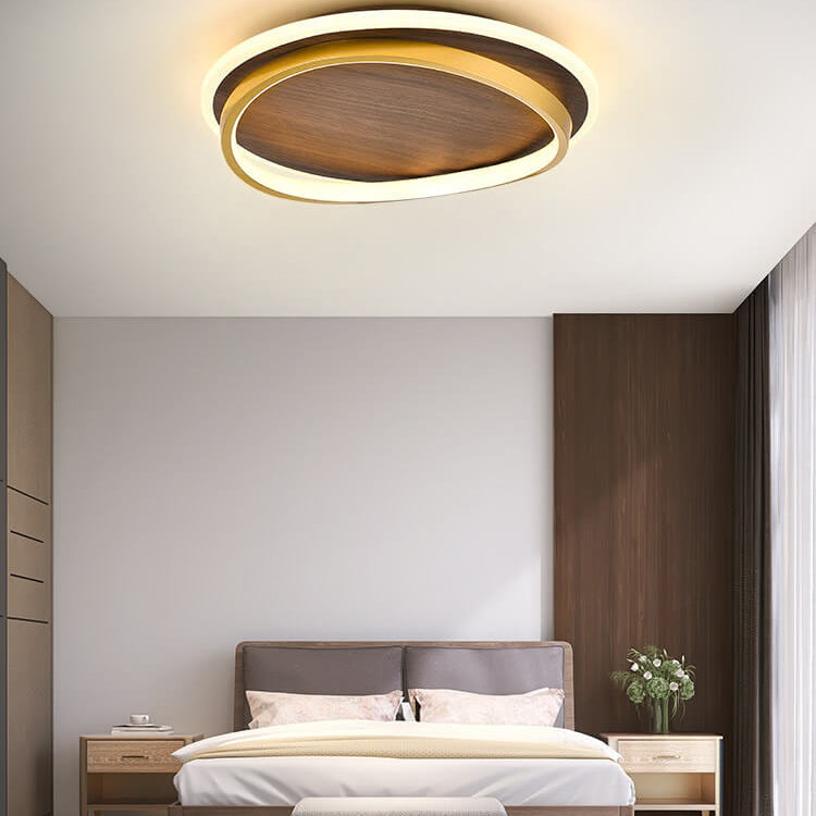 Walnut Grain LED Flush Mount Ceiling Light