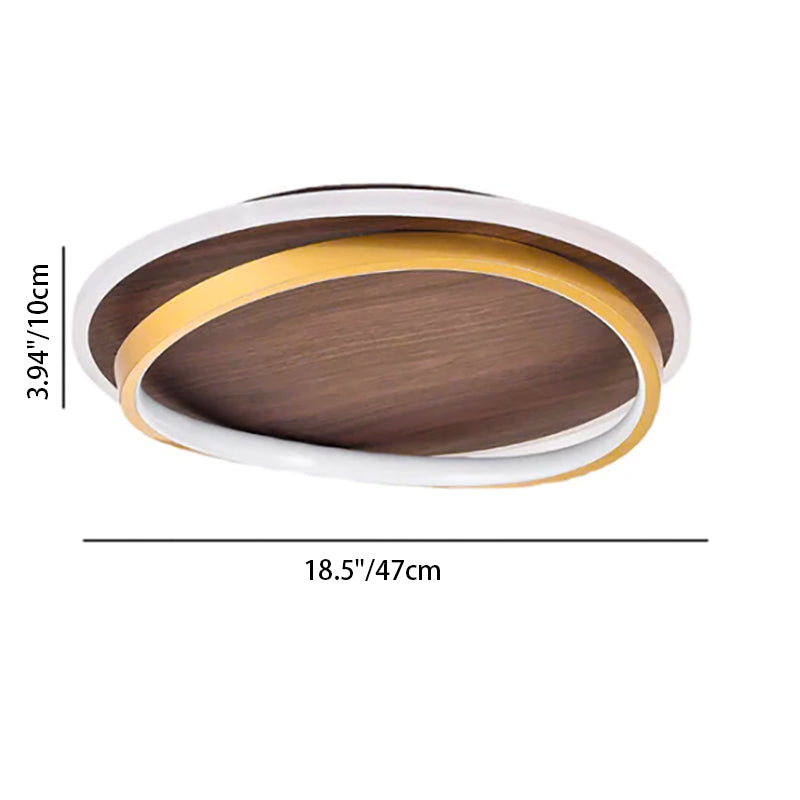Walnut Grain LED Flush Mount Ceiling Light