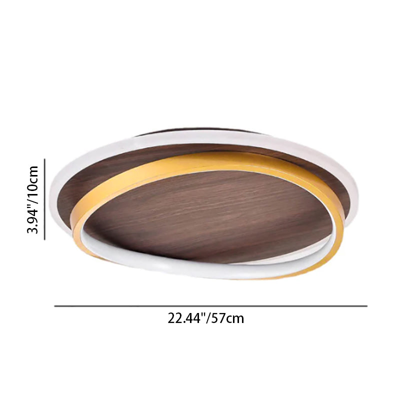 Walnut Grain LED Flush Mount Ceiling Light
