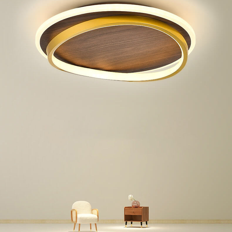 Walnut Grain LED Flush Mount Ceiling Light
