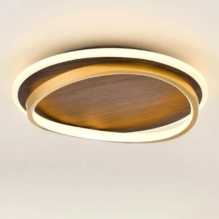 Walnut Grain LED Flush Mount Ceiling Light