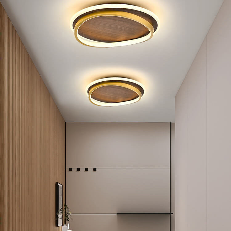 Walnut Grain LED Flush Mount Ceiling Light