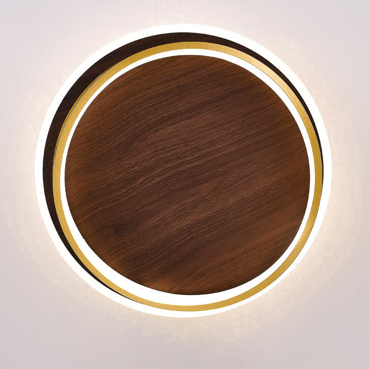 Walnut Grain LED Flush Mount Ceiling Light