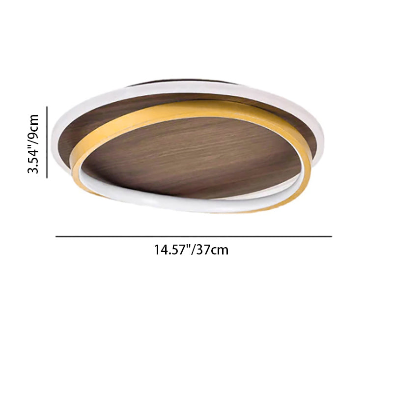 Walnut Grain LED Flush Mount Ceiling Light