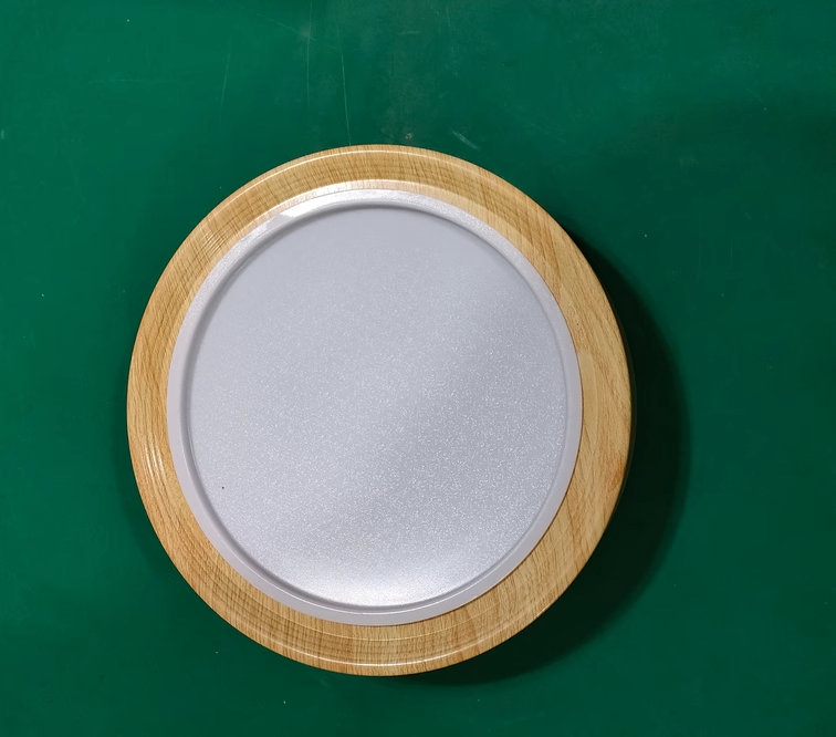 Round Wood Grain LED Flush Mount Ceiling Light