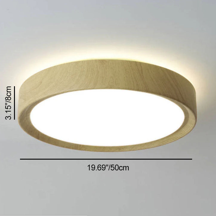 Round Wood Grain LED Flush Mount Ceiling Light