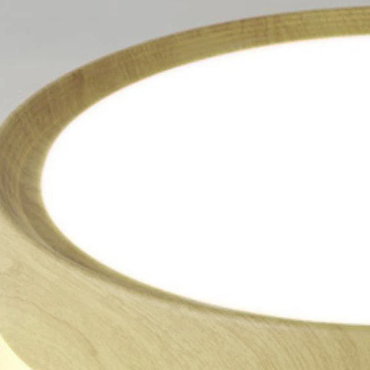 Round Wood Grain LED Flush Mount Ceiling Light