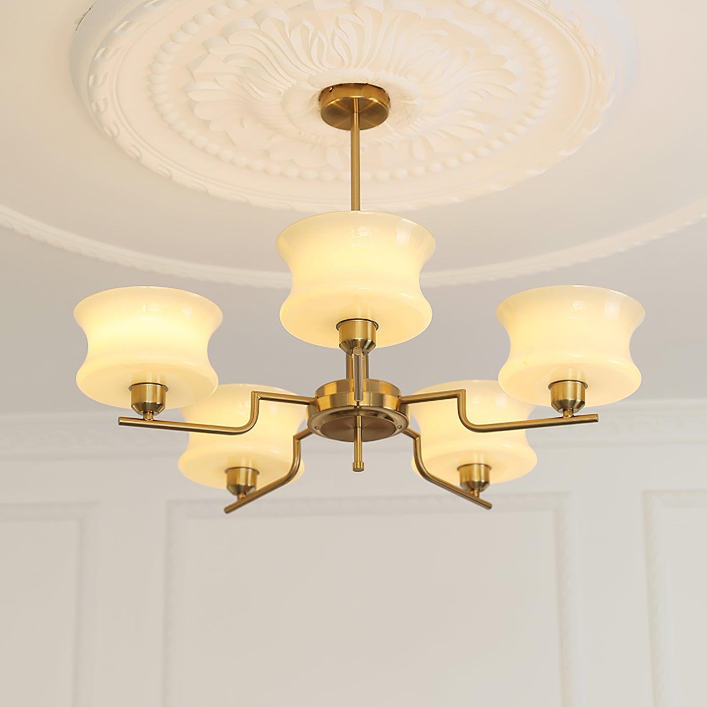 Belue Chandelier — Vintage Gold Glass Globe Ceiling Light for Dining Room