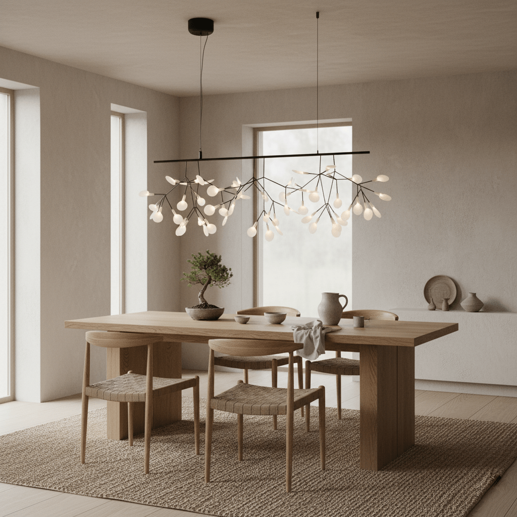 Black Firefly LED Chandelier — Branch Starburst Ceiling Light for Dining Room