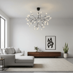 Black Firefly LED Chandelier — Branch Starburst Ceiling Light for Dining Room
