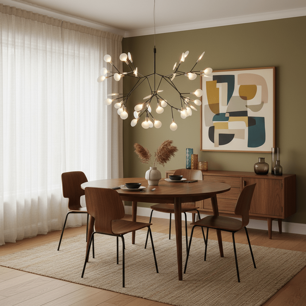 Black Firefly LED Chandelier — Branch Starburst Ceiling Light for Dining Room