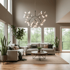 Black Firefly LED Chandelier — Branch Starburst Ceiling Light for Dining Room