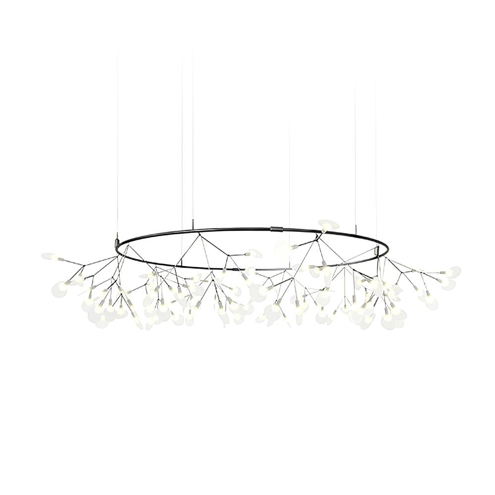 Black Firefly LED Chandelier — Branch Starburst Ceiling Light for Dining Room