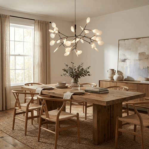 Black Firefly LED Chandelier — Branch Starburst Ceiling Light for Dining Room