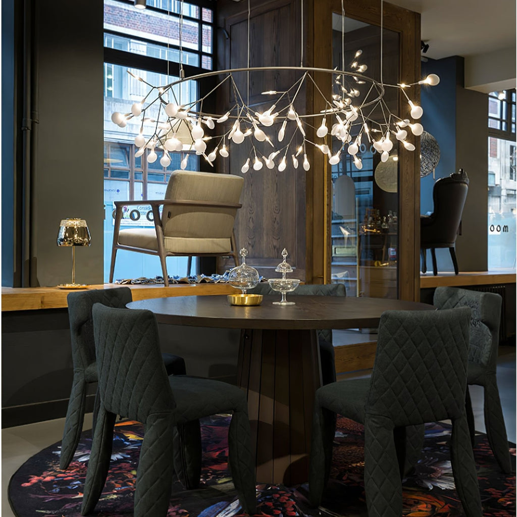 Black Firefly LED Chandelier — Branch Starburst Ceiling Light for Dining Room