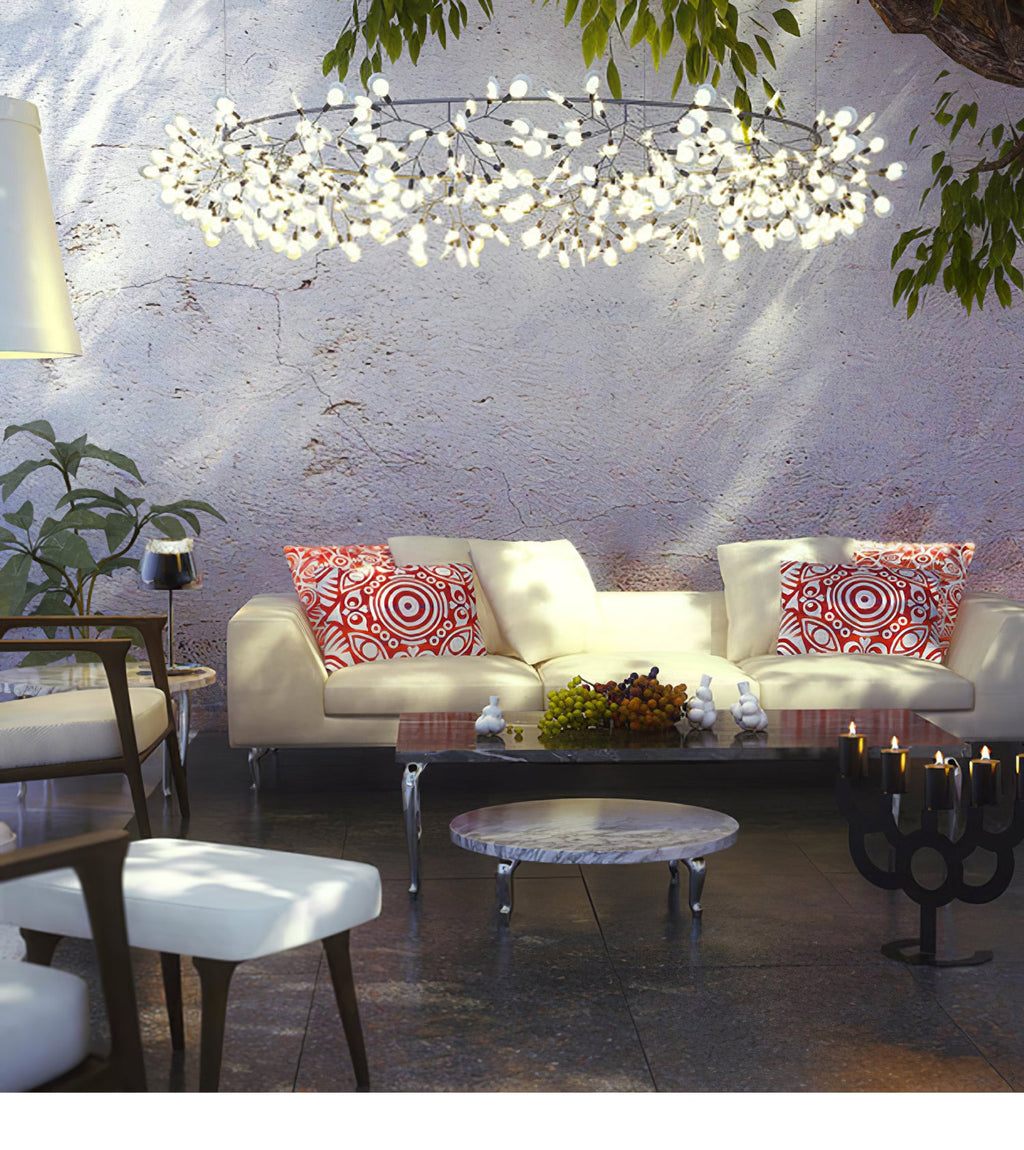 Black Firefly LED Chandelier — Branch Starburst Ceiling Light for Dining Room
