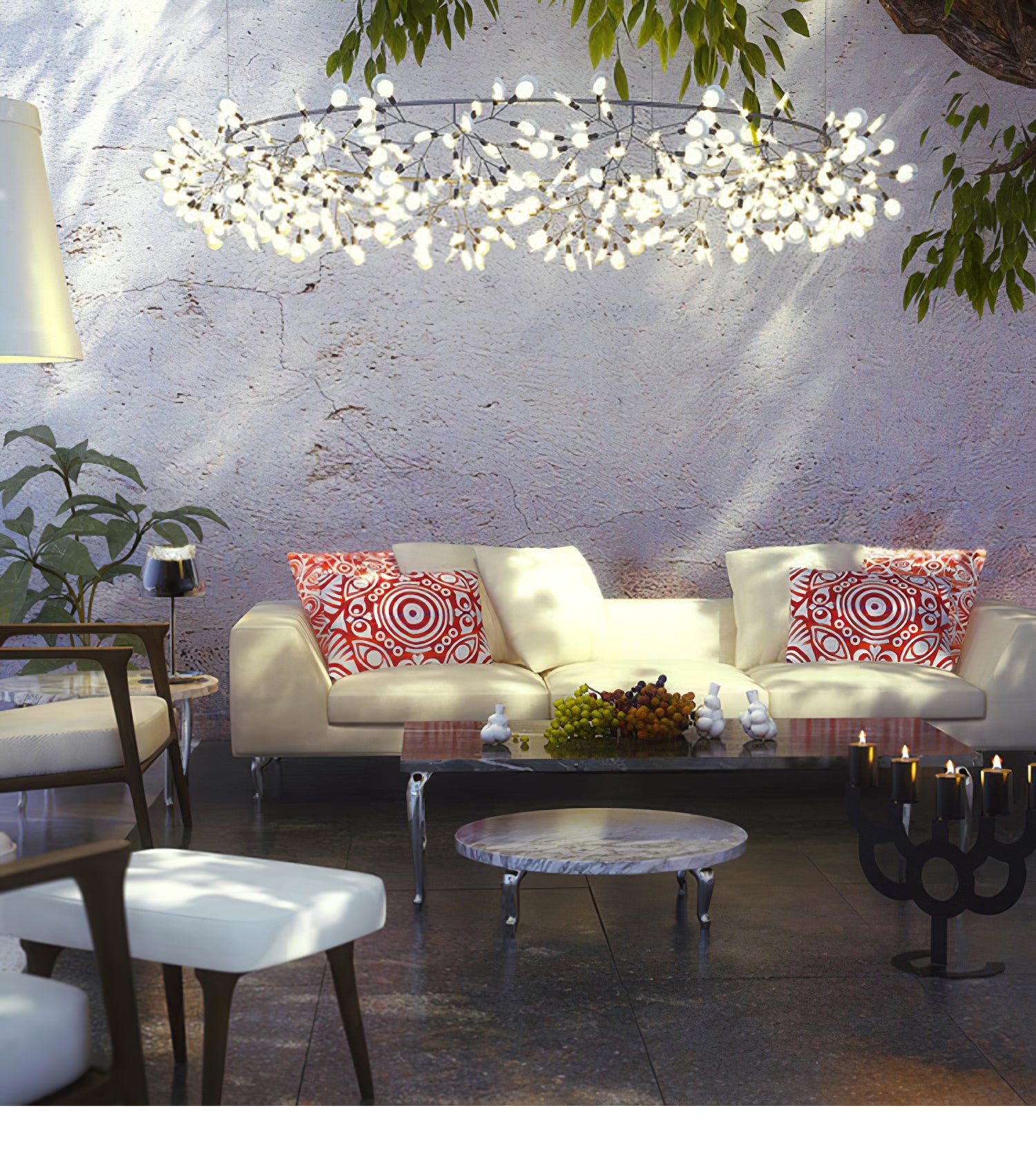 Black Firefly LED Chandelier — Branch Starburst Ceiling Light for Dining Room