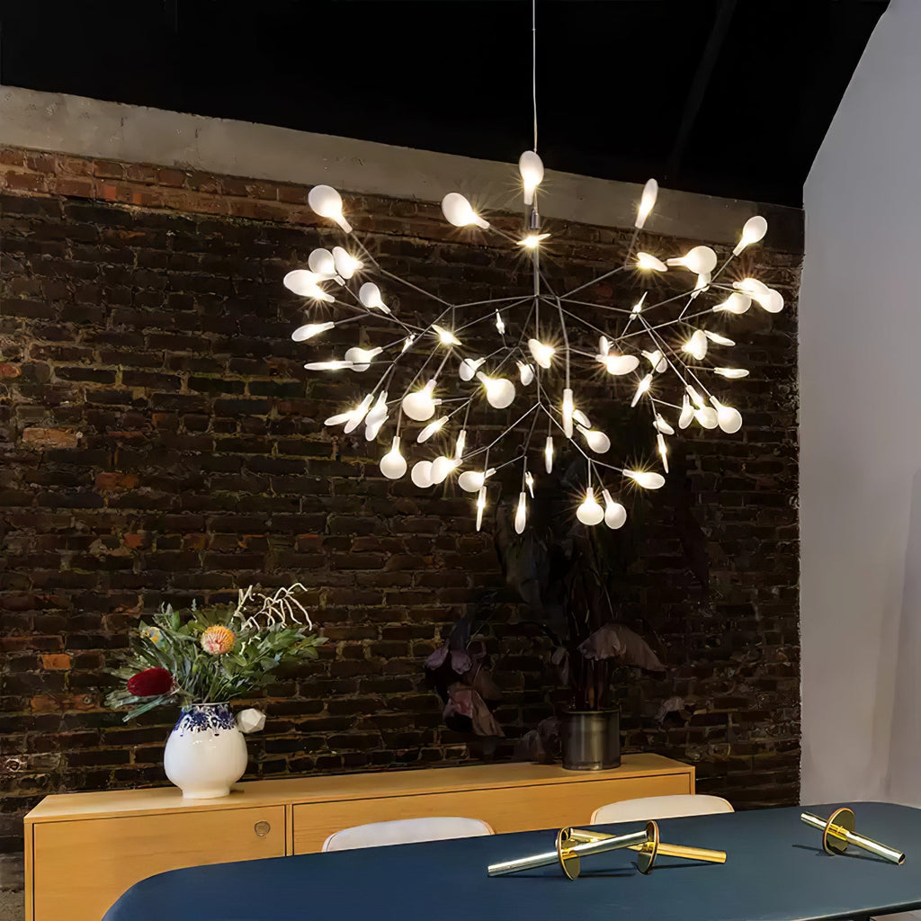 Black Firefly LED Chandelier — Branch Starburst Ceiling Light for Dining Room