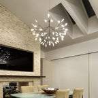 Black Firefly LED Chandelier — Branch Starburst Ceiling Light for Dining Room