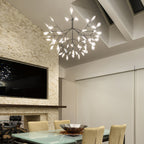 Black Firefly LED Chandelier — Branch Starburst Ceiling Light for Dining Room