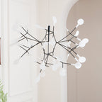 Black Firefly LED Chandelier — Branch Starburst Ceiling Light for Dining Room