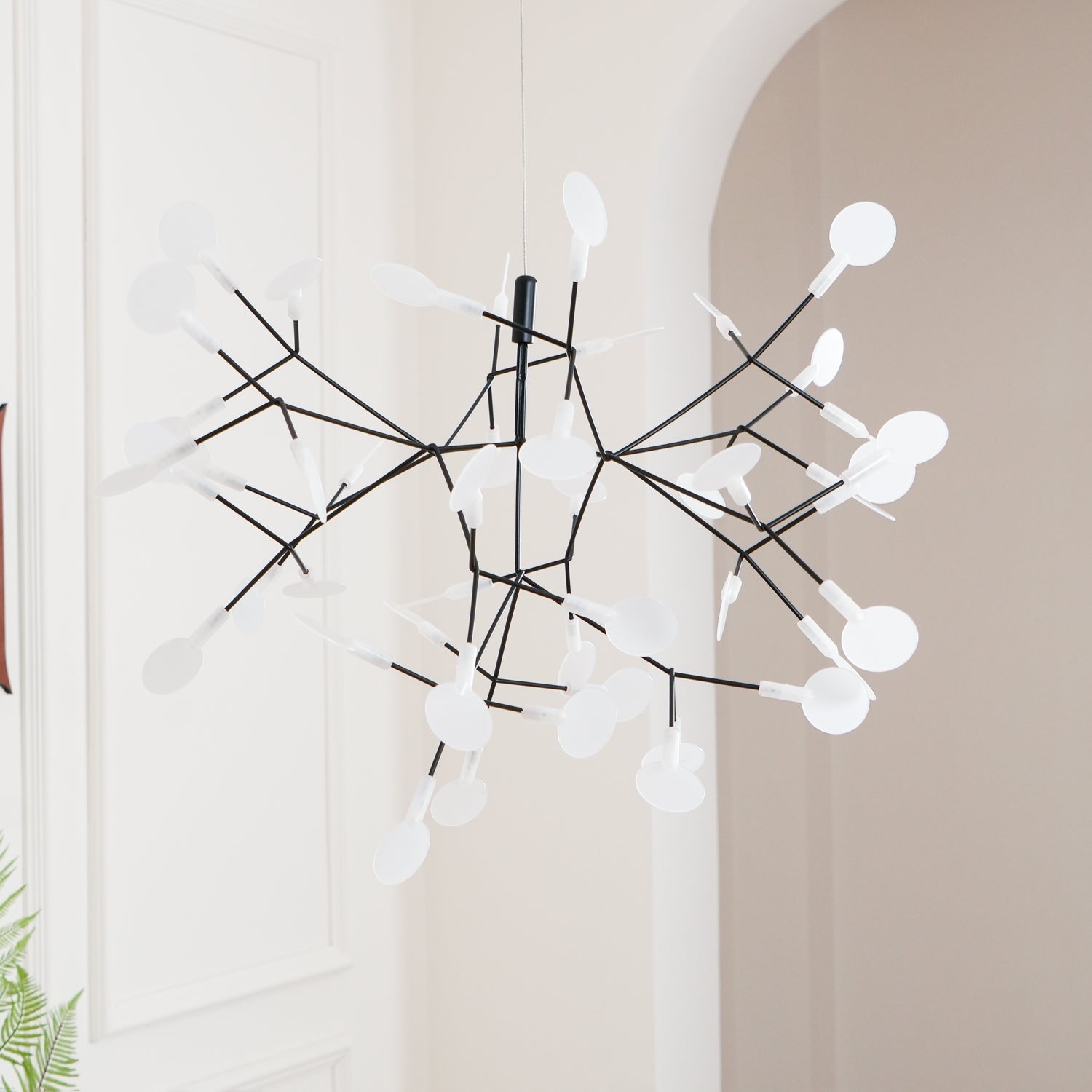 Black Firefly LED Chandelier — Branch Starburst Ceiling Light for Dining Room