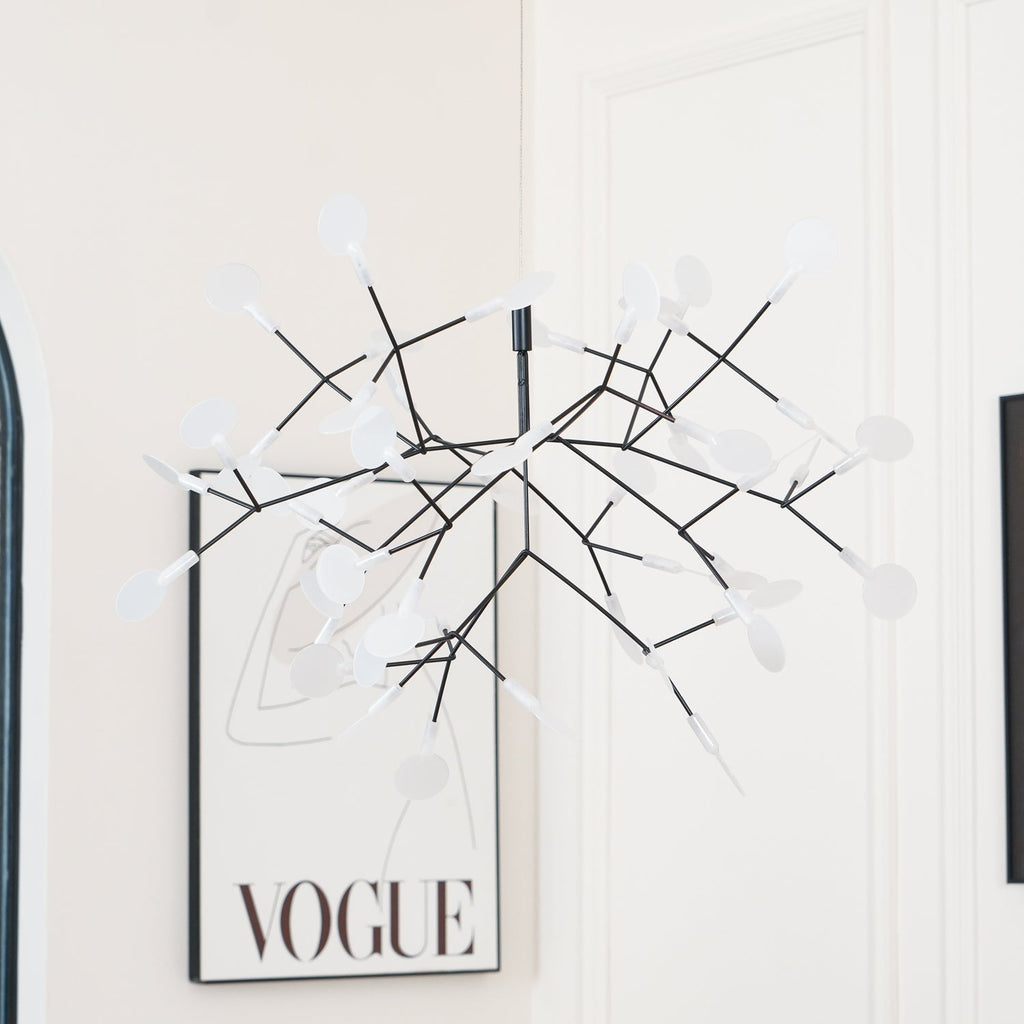 Black Firefly LED Chandelier — Branch Starburst Ceiling Light for Dining Room