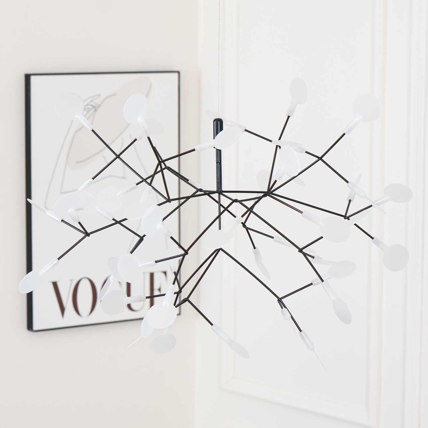 Black Firefly LED Chandelier — Branch Starburst Ceiling Light for Dining Room