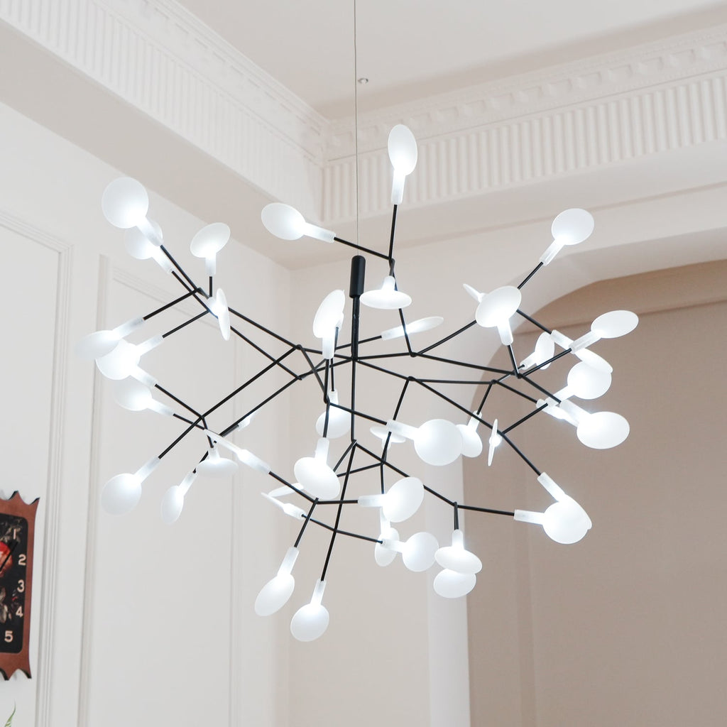 Black Firefly LED Chandelier — Branch Starburst Ceiling Light for Dining Room